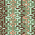 Seamless abstract mid-century modern pattern of organic oval shapes and stripes. Royalty Free Stock Photo