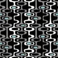 Seamless abstract mid-century modern pattern of organic oval shapes and stripes. Royalty Free Stock Photo