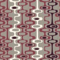 Seamless abstract mid-century modern pattern of organic oval shapes and stripes. Royalty Free Stock Photo