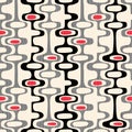 Seamless abstract mid-century modern pattern of organic oval shapes and stripes. Royalty Free Stock Photo