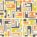 Seamless abstract mid century modern pattern. Retro design of geometric shapes. Royalty Free Stock Photo