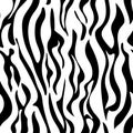 Seamless abstract monochrome pattern. Black and white print with wavy lines, dots and spots. Brush strokes are hand drawn. Vector Royalty Free Stock Photo