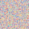 Seamless abstract multicolored geometric pattern with rows and columns of small rectangles and squares on a white background. Royalty Free Stock Photo