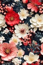 Seamless abstract oriental style floral background