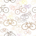 Seamless abstract outline of bicycle. Shape, template, illustration & backdrop.