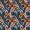 Aerial view on the colorful rainbow mountains. AI generative illustration