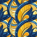 seamless abstract pattern african yellow blue green background,generated with AI.