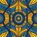 seamless abstract pattern african yellow blue green background,generated with AI.