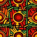 seamless abstract pattern african yellow red green background,generated with AI.