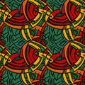 seamless abstract pattern african yellow red green background,generated with AI.