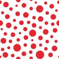 Seamless abstract pattern with big circles and dots of red color. Royalty Free Stock Photo