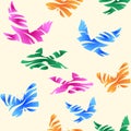 Seamless abstract pattern with birds, fishes and butterflies.