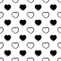 Seamless abstract pattern of black hearts on a white background. Vector image Royalty Free Stock Photo