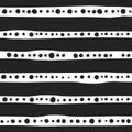 Seamless abstract pattern of black shabby lines and white dots or spots on white Royalty Free Stock Photo