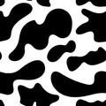 Seamless abstract pattern with black spots, stylish simple vector texture - white background with black shapeless spots Royalty Free Stock Photo