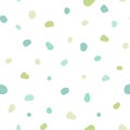 Seamless abstract pattern with blue and green shabby spots and blots on white background