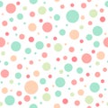 Seamless abstract pattern with bright little and big circles with outline on white background. Royalty Free Stock Photo