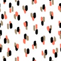 Seamless abstract pattern with brush strokes. Hand-painted texture. Three colors brushstrokes on a white background. For pr