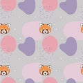 Seamless abstract pattern with cartoon red panda. Baby texture for fabric, wrapping, textile, wallpaper, clothing. Vector Royalty Free Stock Photo