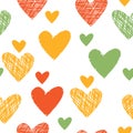 Seamless abstract pattern colored hearts