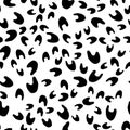 Seamless abstract pattern with curved shape in black. Hand drawn wavy objects in chaotic composition. Vector