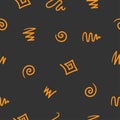 Seamless abstract pattern on dark background.Vector image. Doodle style Royalty Free Stock Photo