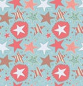 Seamless abstract pattern with drawn stars. Starry decorative background. Doodle cute texture.