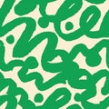 Seamless abstract pattern. Dynamic doodle texture design with freehand scribbles, squiggles, and waves. Repeating print