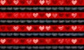 Striped Red Pattern With Scribbled Hearts And Lines Royalty Free Stock Photo