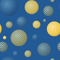 Seamless abstract pattern with flying patterned spheres