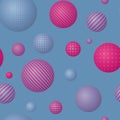 Seamless abstract pattern with flying patterned spheres