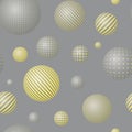 Seamless abstract pattern with flying patterned spheres