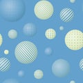 Seamless abstract pattern with flying patterned spheres