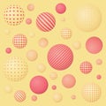 Seamless abstract pattern with flying patterned spheres