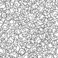 Seamless abstract pattern of geometric circles and ovals. Black and white print. Vector texture Royalty Free Stock Photo