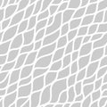 Seamless abstract pattern on a gray background. White wave-like elements are woven into an asymmetric network. Light