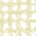 Seamless abstract pattern with a grid of golden shaggy lines on a white background. Mesh of bristles.