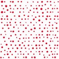 Seamless abstract pattern of little red shabby dots or spots on white. Hand drawn, offhand style Royalty Free Stock Photo