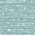Seamless abstract pattern with little shabby stars and lines on powder blue background Royalty Free Stock Photo