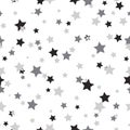 Seamless abstract pattern with little sharp black and grey stars on white background Royalty Free Stock Photo