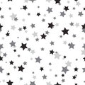 Seamless abstract pattern with little sharp black and grey stars on white background Royalty Free Stock Photo