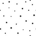 Seamless abstract pattern with little sharp black stars on white background. Vector illustration Royalty Free Stock Photo