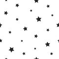 Seamless abstract pattern with little sharp black stars on white background. Vector illustration Royalty Free Stock Photo