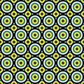 Seamless abstract pattern made by vivid circles of yellow, green