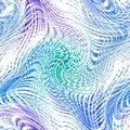 Seamless abstract pattern with a mesh image. Blue, turquoise, lilac lines and spots wavy and spiraling on a white background. Royalty Free Stock Photo