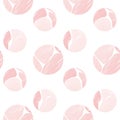 Seamless pattern, abstract background, geometric texture with delicate bubbles of pink paint on white. Vector Royalty Free Stock Photo