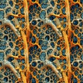 Orange and blue bone sponge anatomy structure. AI generative illustration Royalty Free Stock Photo