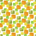 Seamless abstract pattern with orange and yellow squares. Royalty Free Stock Photo