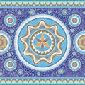 Seamless abstract pattern oriental blue mosaic texture tessellated border