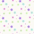 Seamless abstract pattern with pink and blue sharp stars on white background. Vector illustration. Vector fireworks Royalty Free Stock Photo